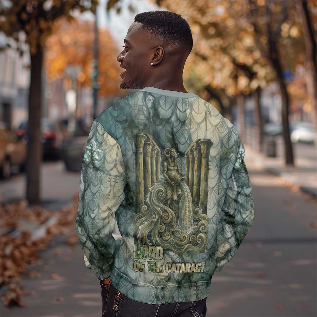 Khnum Ancient Egyptian Sweatshirt with Smoky Leaf, Ram Head Emblem, and Guardian of the Cataract - African Pride