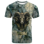 Khnum Ancient Egyptian T shirt with Smoky Leaf, Ram Head Emblem, and Guardian of the Cataract - African Pride
