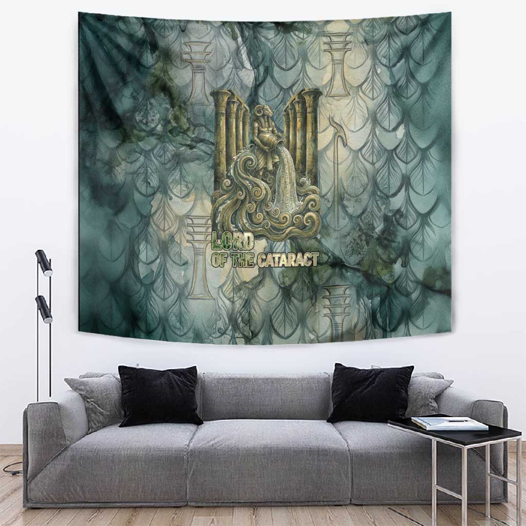 Khnum Ancient Egyptian Tapestry with Smoky Leaf, Ram Head Emblem, and Guardian of the Cataract - African Pride