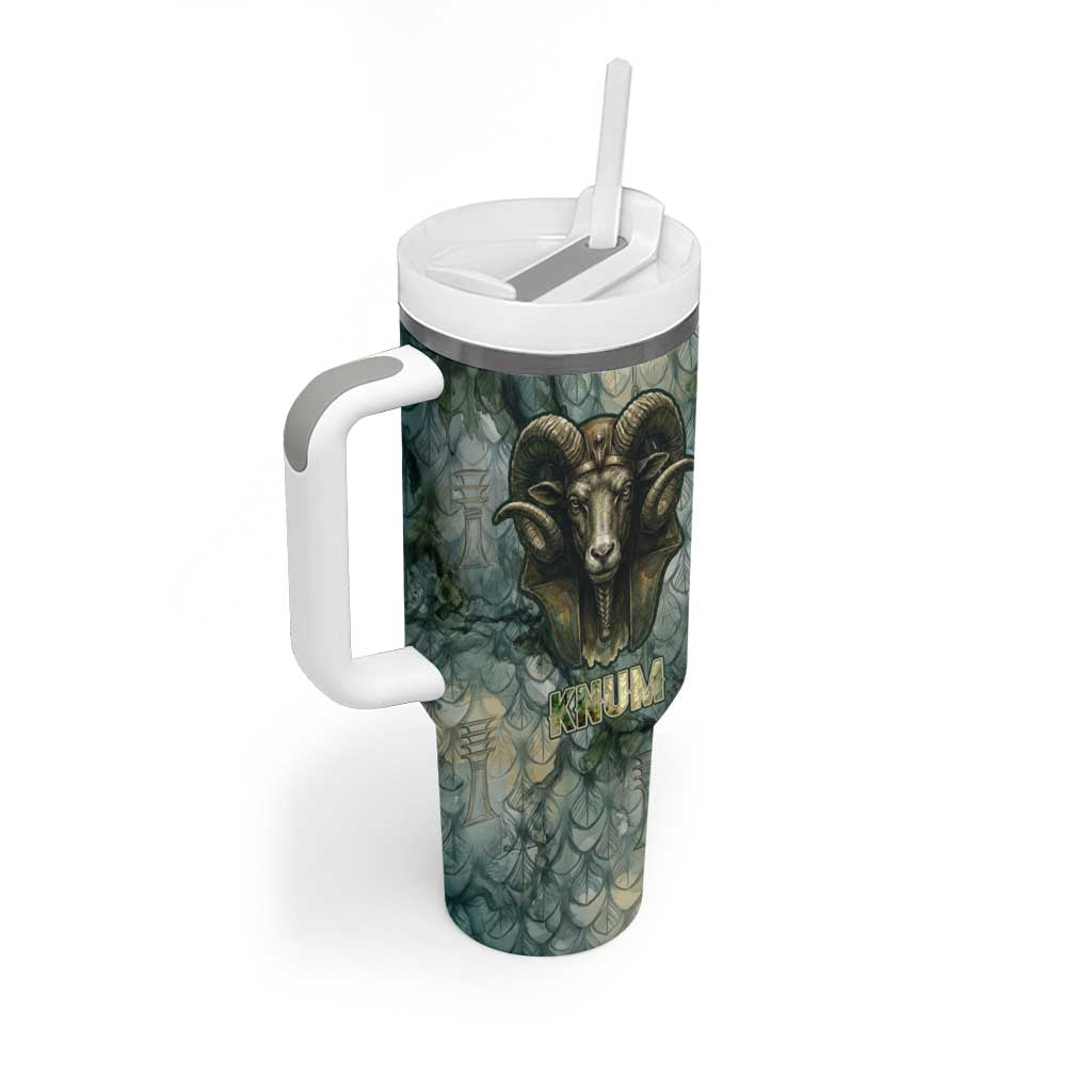 Khnum Ancient Egyptian Tumbler With Handle with Smoky Leaf, Ram Head Emblem, and Guardian of the Cataract - African Pride