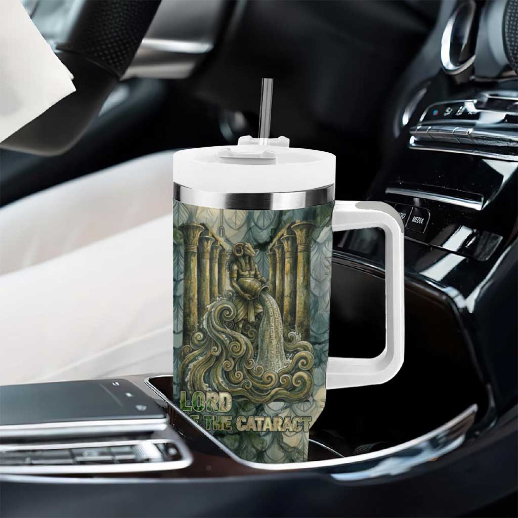 Khnum Ancient Egyptian Tumbler With Handle with Smoky Leaf, Ram Head Emblem, and Guardian of the Cataract - African Pride