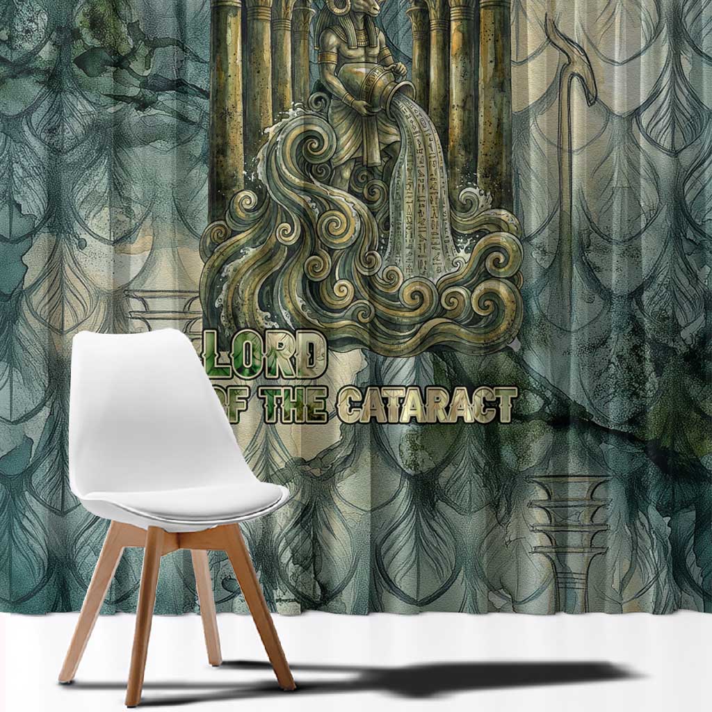 Khnum Ancient Egyptian Window Curtain with Smoky Leaf, Ram Head Emblem, and Guardian of the Cataract - African Pride
