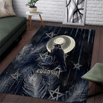 Khonsu Area Rug Ancient Egyptian Dark Feather Pattern, Moonlit Raven Symbol, and Eye Lotus - African Pride