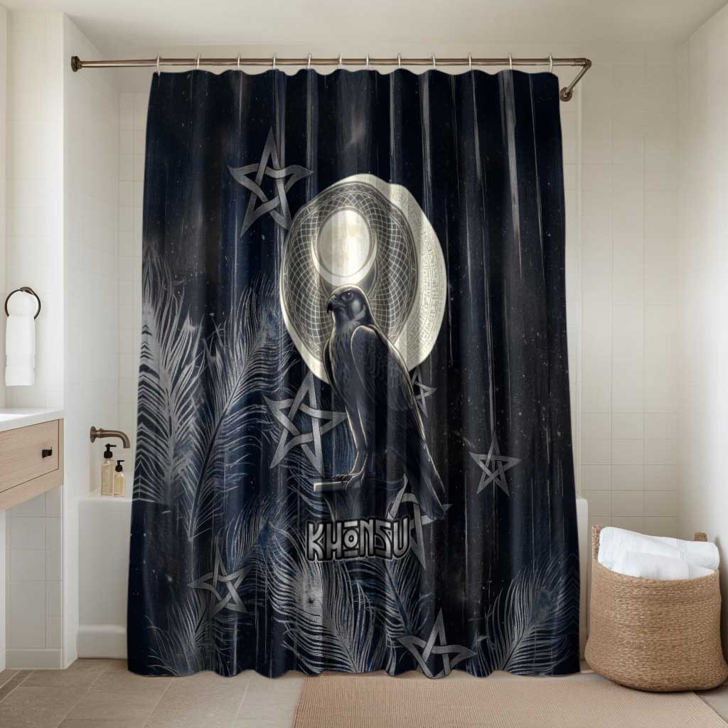 Khonsu Bathroom Set Ancient Egyptian Dark Feather Pattern, Moonlit Raven Symbol, and Eye Lotus - African Pride