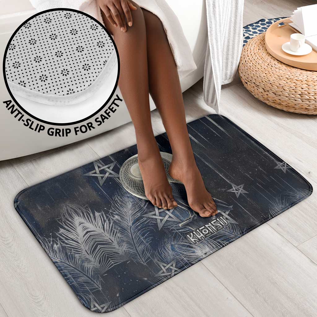 Khonsu Bathroom Set Ancient Egyptian Dark Feather Pattern, Moonlit Raven Symbol, and Eye Lotus - African Pride