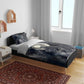 Khonsu Bedding Set Ancient Egyptian Dark Feather Pattern, Moonlit Raven Symbol, and Eye Lotus - African Pride