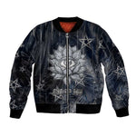 Khonsu Bomber Jacket Ancient Egyptian Dark Feather Pattern, Moonlit Raven Symbol, and Eye Lotus - African Pride
