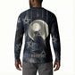 Khonsu Button Sweatshirt Ancient Egyptian Dark Feather Pattern, Moonlit Raven Symbol, and Eye Lotus