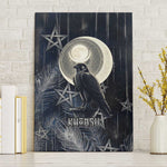 Khonsu Canvas Wall Art Ancient Egyptian Dark Feather Pattern, Moonlit Raven Symbol, and Eye Lotus - African Pride