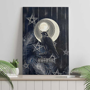 Khonsu Canvas Wall Art Ancient Egyptian Dark Feather Pattern, Moonlit Raven Symbol, and Eye Lotus - African Pride