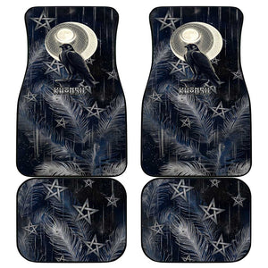 Khonsu Car Mats Ancient Egyptian Dark Feather Pattern, Moonlit Raven Symbol, and Eye Lotus - African Pride