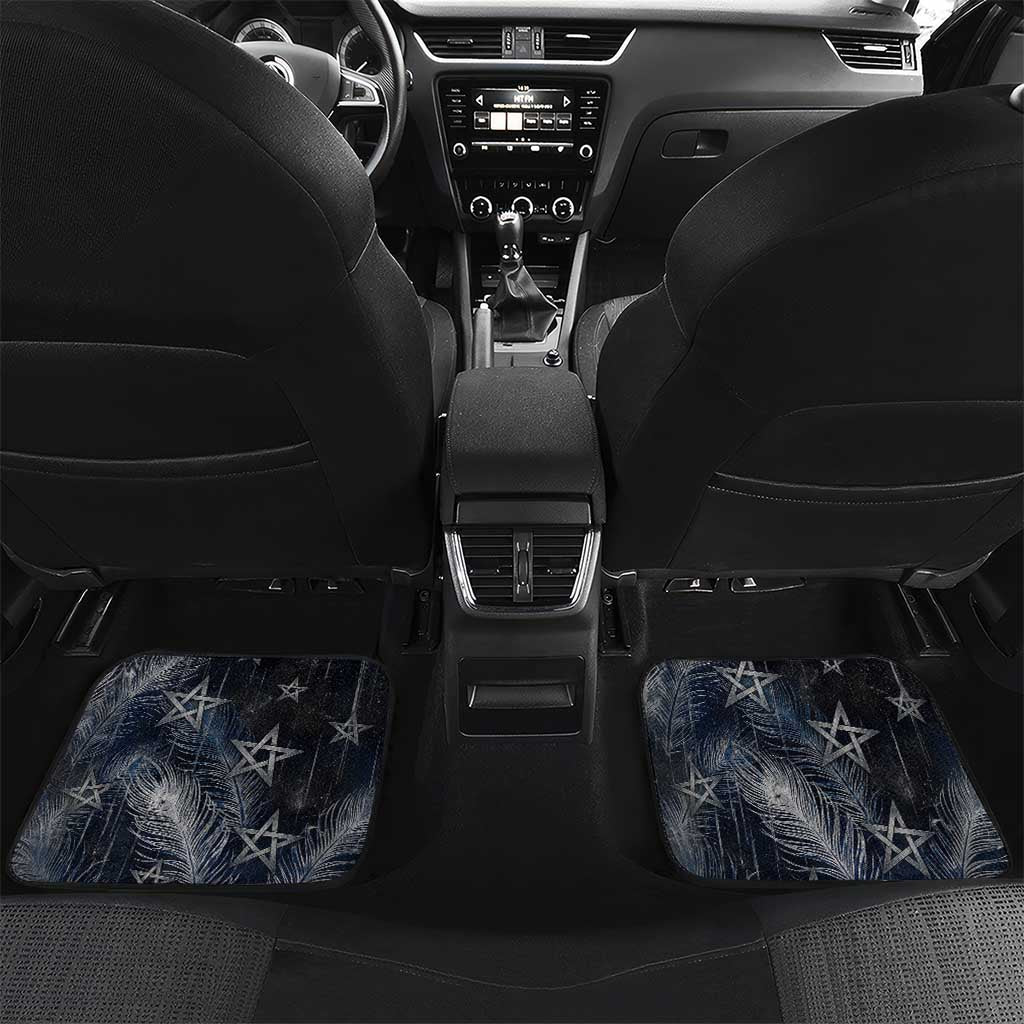 Khonsu Car Mats Ancient Egyptian Dark Feather Pattern, Moonlit Raven Symbol, and Eye Lotus - African Pride