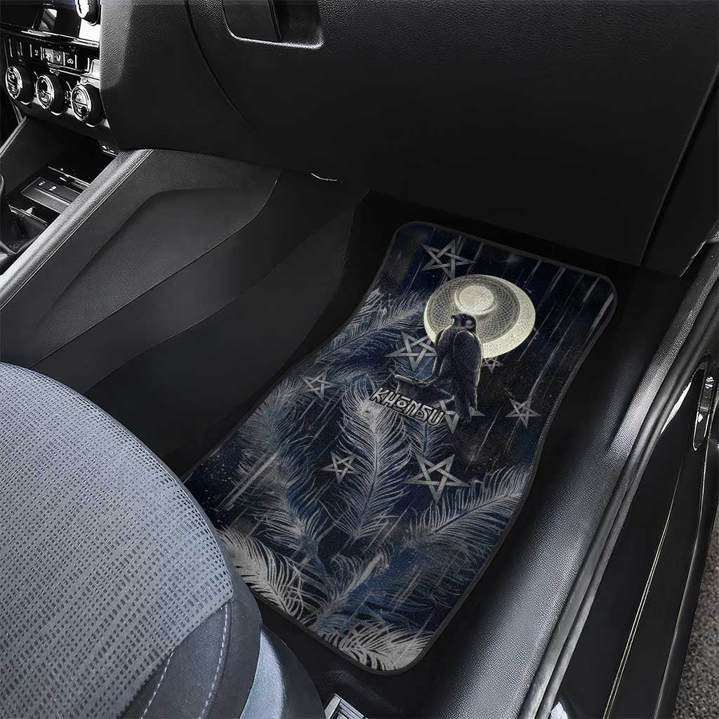 Khonsu Car Mats Ancient Egyptian Dark Feather Pattern, Moonlit Raven Symbol, and Eye Lotus - African Pride