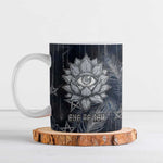 Khonsu Ceramic Mug Ancient Egyptian Dark Feather Pattern, Moonlit Raven Symbol, and Eye Lotus - African Pride