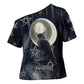 Khonsu Cross Shoulder Shirt Ancient Egyptian Dark Feather Pattern, Moonlit Raven Symbol, and Eye Lotus - African Pride