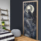 Khonsu Door Cover Ancient Egyptian Dark Feather Pattern, Moonlit Raven Symbol, and Eye Lotus - African Pride