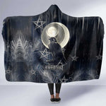 Khonsu Hooded Blanket Ancient Egyptian Dark Feather Pattern, Moonlit Raven Symbol, and Eye Lotus - African Pride
