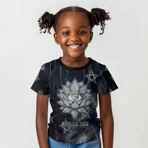Khonsu Kid T shirt Ancient Egyptian Dark Feather Pattern, Moonlit Raven Symbol, and Eye Lotus - African Pride
