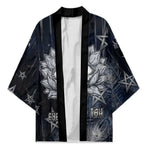 Khonsu Kimono Ancient Egyptian Dark Feather Pattern, Moonlit Raven Symbol, and Eye Lotus - African Pride