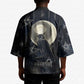 Khonsu Kimono Ancient Egyptian Dark Feather Pattern, Moonlit Raven Symbol, and Eye Lotus - African Pride