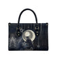 Khonsu Leather Bag Ancient Egyptian Dark Feather Pattern, Moonlit Raven Symbol, and Eye Lotus - African Pride