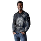 Khonsu Long Sleeve Polo Shirt Ancient Egyptian Dark Feather Pattern, Moonlit Raven Symbol, and Eye Lotus - African Pride