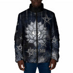 Khonsu Padded Jacket Ancient Egyptian Dark Feather Pattern, Moonlit Raven Symbol, and Eye Lotus - African Pride