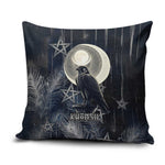 Khonsu Pillow Cover Ancient Egyptian Dark Feather Pattern, Moonlit Raven Symbol, and Eye Lotus - African Pride