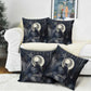 Khonsu Pillow Cover Ancient Egyptian Dark Feather Pattern, Moonlit Raven Symbol, and Eye Lotus - African Pride
