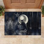 Khonsu Rubber Doormat Ancient Egyptian Dark Feather Pattern, Moonlit Raven Symbol, and Eye Lotus - African Pride