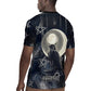 Khonsu Rugby Jersey Ancient Egyptian Dark Feather Pattern, Moonlit Raven Symbol, and Eye Lotus - African Pride