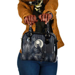 Khonsu Shoulder Handbag Ancient Egyptian Dark Feather Pattern, Moonlit Raven Symbol, and Eye Lotus - African Pride