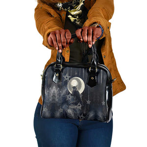 Khonsu Shoulder Handbag Ancient Egyptian Dark Feather Pattern, Moonlit Raven Symbol, and Eye Lotus - African Pride