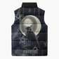 Khonsu Sleeveless Puffer Jacket Ancient Egyptian Dark Feather Pattern, Moonlit Raven Symbol, and Eye Lotus - African Pride