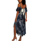 Khonsu Summer Maxi Dress Ancient Egyptian Dark Feather Pattern, Moonlit Raven Symbol, and Eye Lotus - African Pride