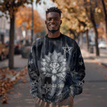 Khonsu Sweatshirt Ancient Egyptian Dark Feather Pattern, Moonlit Raven Symbol, and Eye Lotus - African Pride