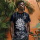 Khonsu T shirt Ancient Egyptian Dark Feather Pattern, Moonlit Raven Symbol, and Eye Lotus - African Pride