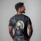 Khonsu T shirt Ancient Egyptian Dark Feather Pattern, Moonlit Raven Symbol, and Eye Lotus - African Pride