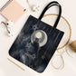 Khonsu Tote Bag Ancient Egyptian Dark Feather Pattern, Moonlit Raven Symbol, and Eye Lotus - African Pride
