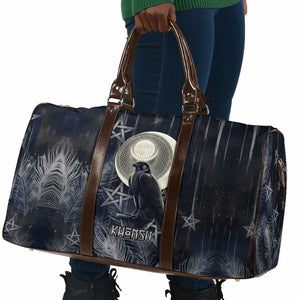 Khonsu Travel Bag Ancient Egyptian Dark Feather Pattern, Moonlit Raven Symbol, and Eye Lotus - African Pride
