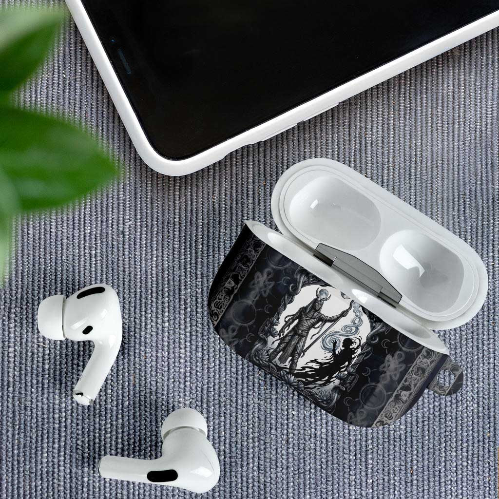 Khonsu Ancient Egyptian AirPods Case with Dark Celtic Knot Pattern, Baboon Guardian Symbol, and Moon Healer Motif - African Pride