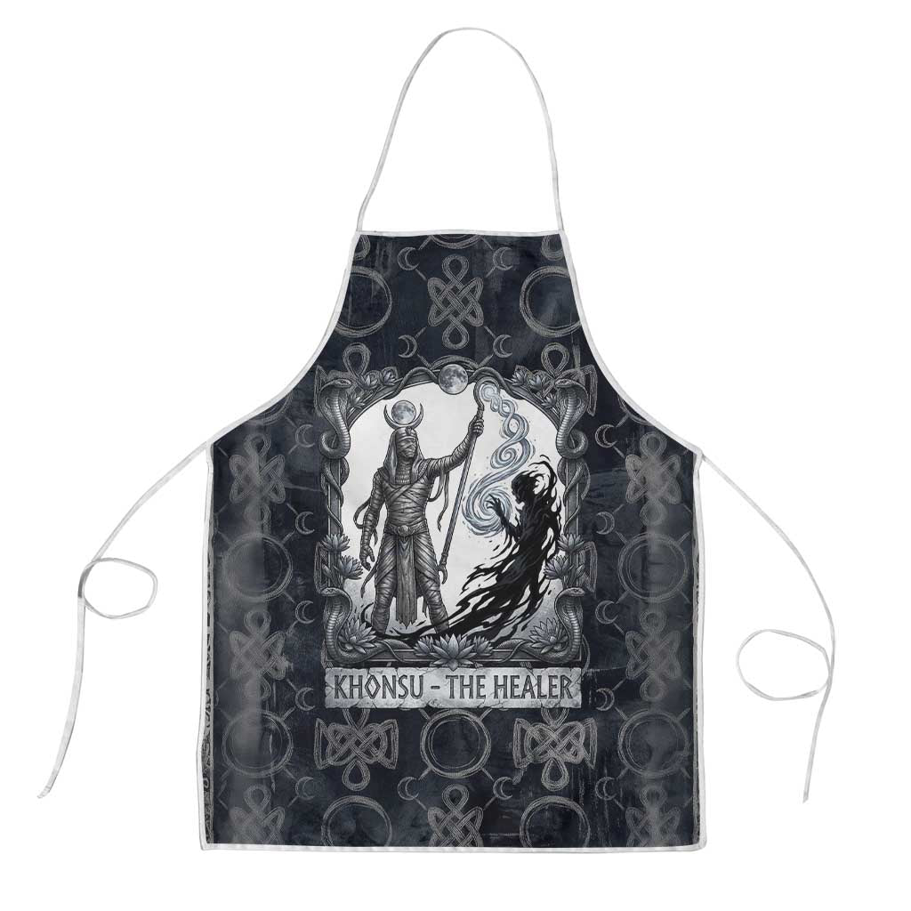 Khonsu Ancient Egyptian Apron with Dark Celtic Knot Pattern, Baboon Guardian Symbol, and Moon Healer Motif - African Pride