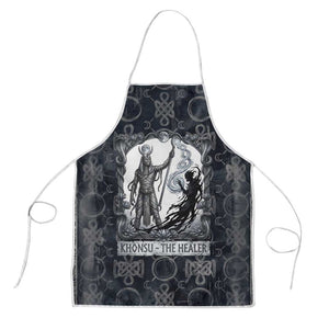 Khonsu Ancient Egyptian Apron with Dark Celtic Knot Pattern, Baboon Guardian Symbol, and Moon Healer Motif - African Pride