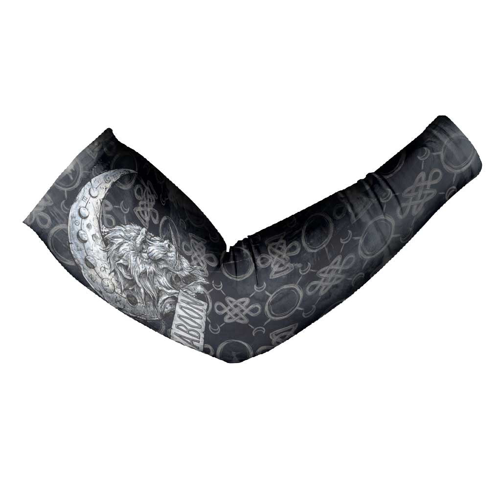 Khonsu Ancient Egyptian Arm Sleeves with Dark Celtic Knot Pattern, Baboon Guardian Symbol, and Moon Healer Motif - African Pride