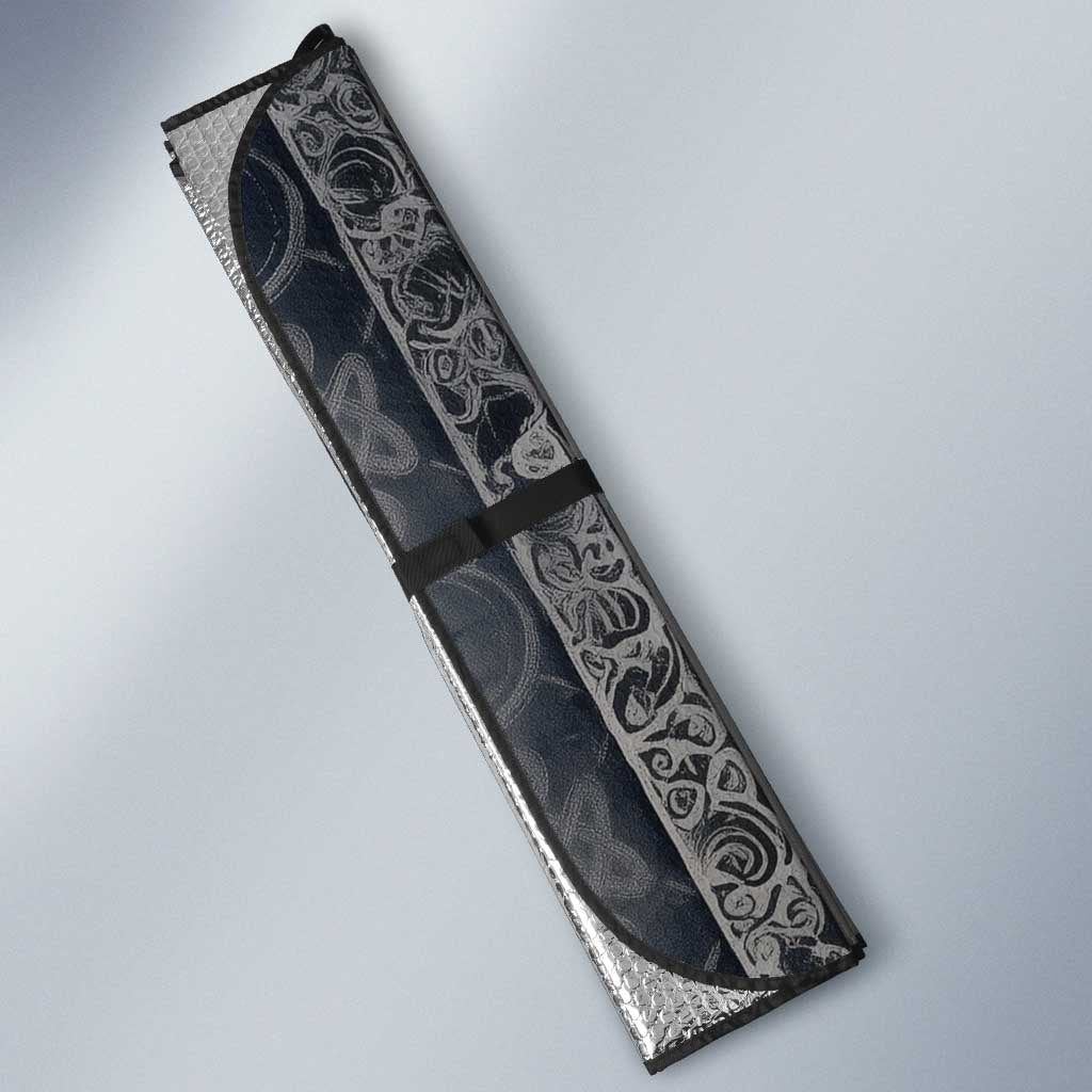Khonsu Ancient Egyptian Auto Sun Shade with Dark Celtic Knot Pattern, Baboon Guardian Symbol, and Moon Healer Motif - African Pride
