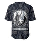 Khonsu Ancient Egyptian Baseball Jersey with Dark Celtic Knot Pattern, Baboon Guardian Symbol, and Moon Healer Motif - African Pride