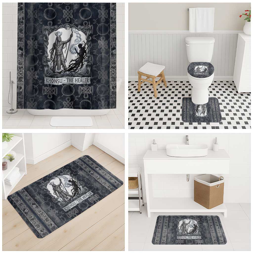 Khonsu Ancient Egyptian Bathroom Set with Dark Celtic Knot Pattern, Baboon Guardian Symbol, and Moon Healer Motif - African Pride