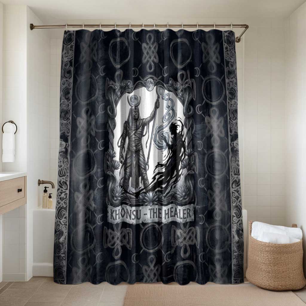 Khonsu Ancient Egyptian Bathroom Set with Dark Celtic Knot Pattern, Baboon Guardian Symbol, and Moon Healer Motif - African Pride