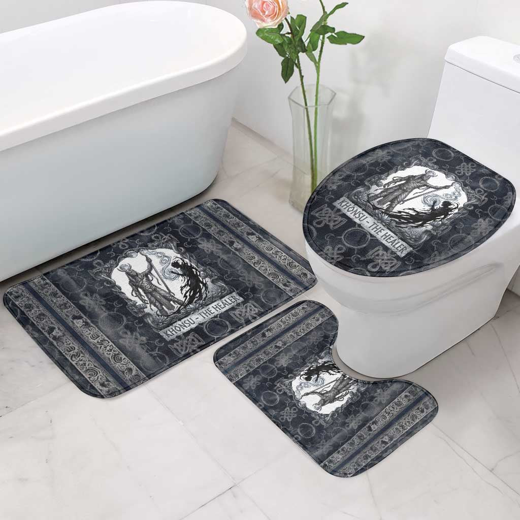 Khonsu Ancient Egyptian Bathroom Set with Dark Celtic Knot Pattern, Baboon Guardian Symbol, and Moon Healer Motif - African Pride