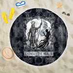 Khonsu Ancient Egyptian Beach Blanket with Dark Celtic Knot Pattern, Baboon Guardian Symbol, and Moon Healer Motif - African Pride